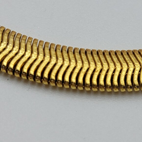 Anne Klein Gold Tone Flat Fancy Snake Chain Necklace 18" - Picture 2 of 7